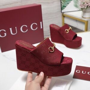 Gucci Women's Red Wedge Sandals